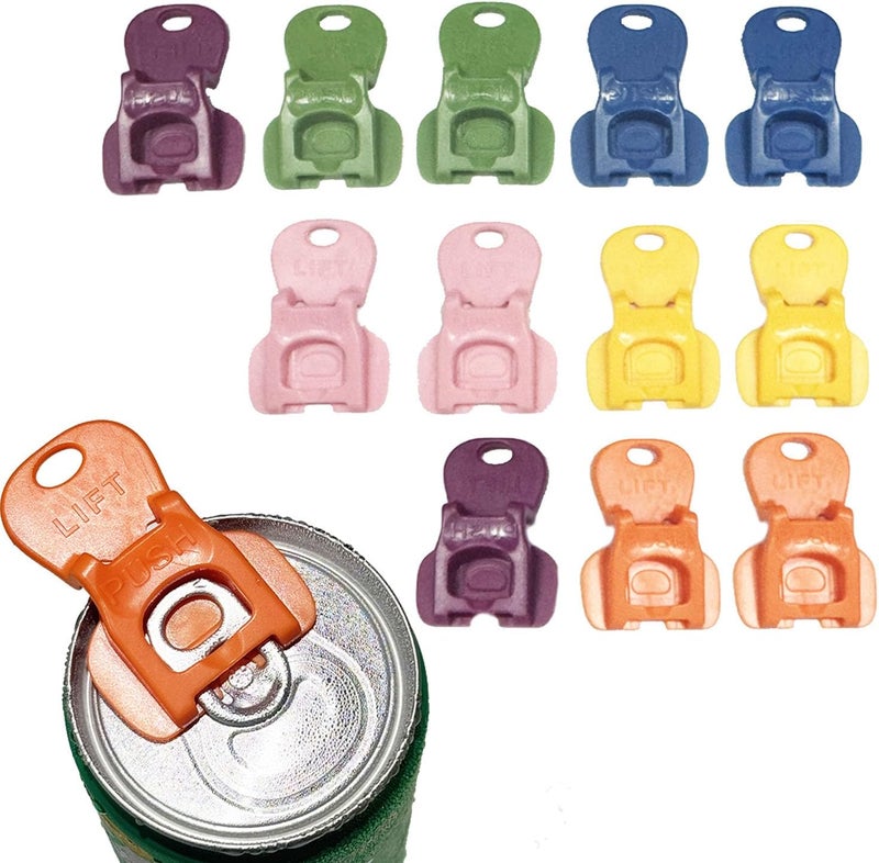 BOVVSKY 12PCS Easy Tab Opener & Drink Protector, Complete Cover Easy Tab Opener, Soda Can Opener Tool, Colorful Drink Can Protector Cap for Soda, for Coke, Beer, Soda, Aluminum Beverage - Image 1